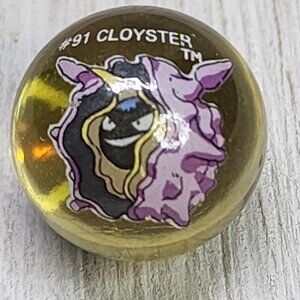 Vintage Pokemon #91 Cloyster Marble Clear Yellow Glass Toy Biz Collectible